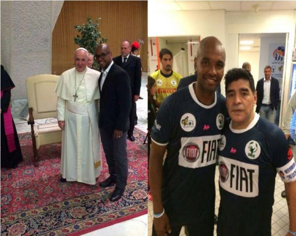Marcos Senna visita al Papa en el Vaticano